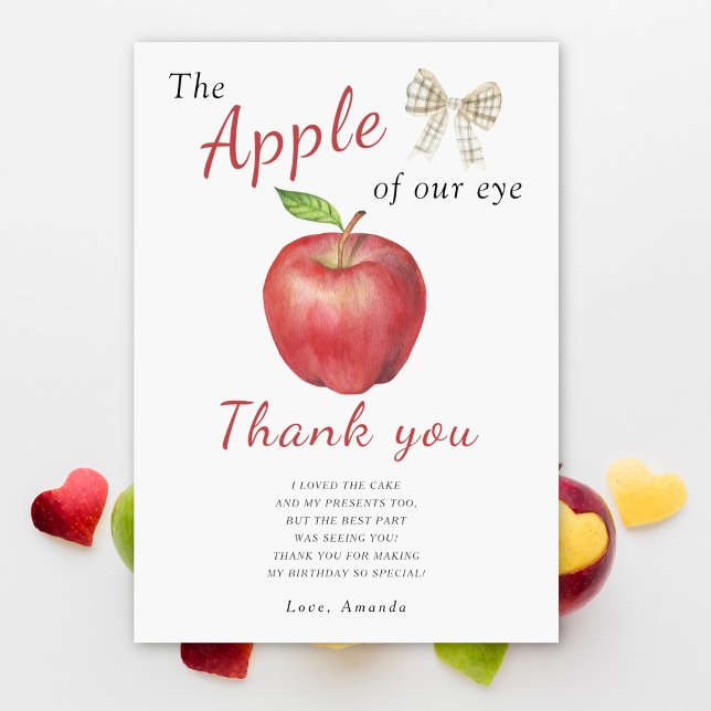 The Apple of our eye Kids birthday party thank you Card (Creator Uploaded)