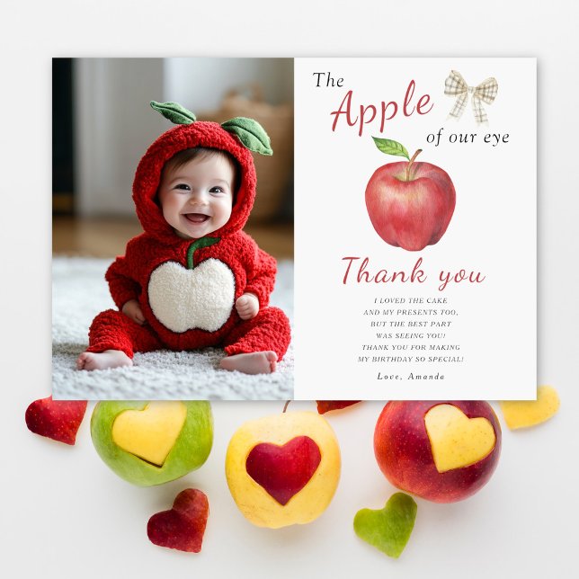 The Apple of our eye Kids birthday party thank you Card (Creator Uploaded)