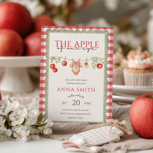 The Apple of Our Eye Red Gingham Baby Shower Invitation