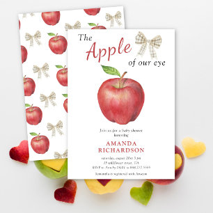 The Apple of our eye Watercolor Baby Shower Invitation