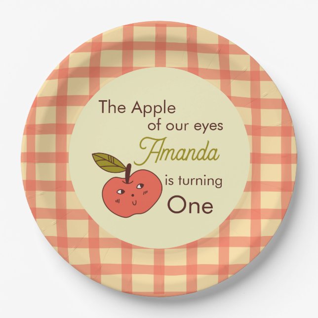 The Apple of our eyes cute red apple Paper Plates (Front)