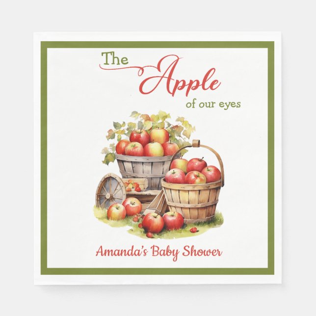 The Apple of Our Eyes Fall Harvest Baby Shower Napkins (Front)