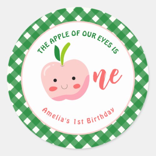 The Apple of Our Eyes first birthday Classic Round Sticker