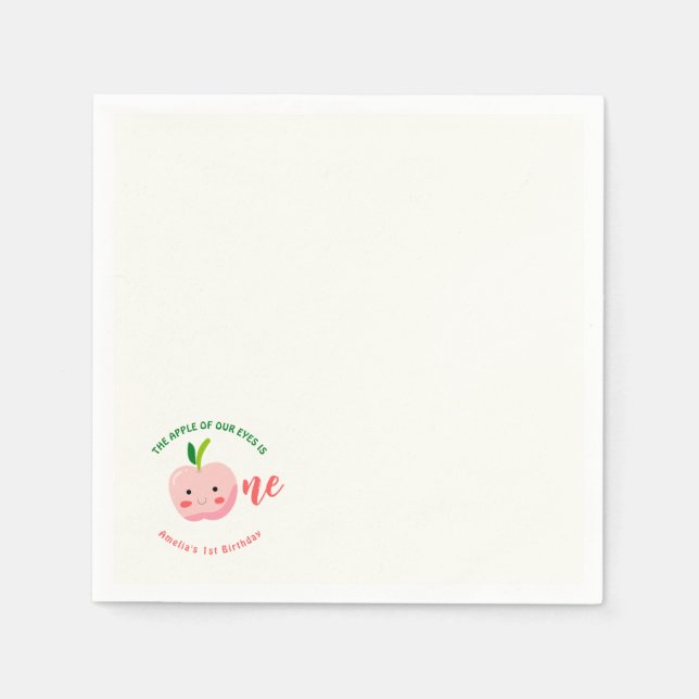 The Apple of Our Eyes first birthday Napkins (Front)