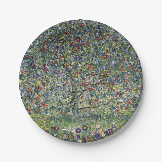 The Apple Tree (by Gustav Klimt) Paper Plates (Front)