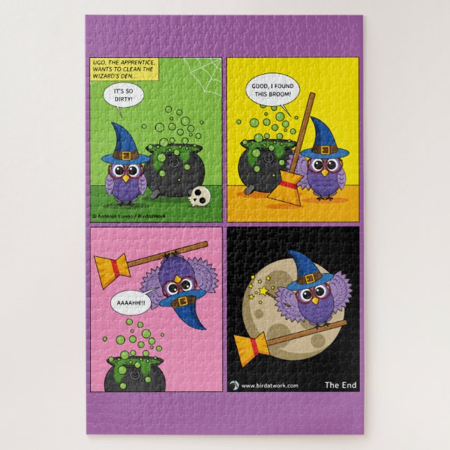The Apprentice Wizard - Cleaning Comic Jigsaw Puzzle (Vertical)