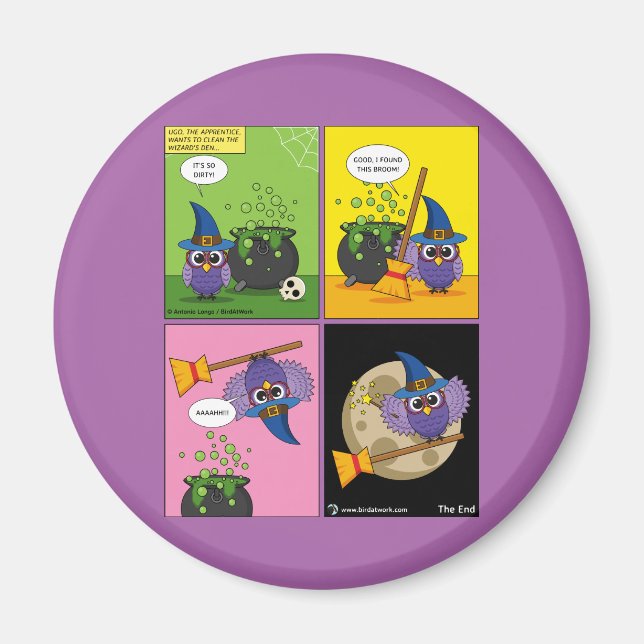 The Apprentice Wizard - Cleaning Comic Magnet (Front)