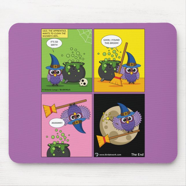 The Apprentice Wizard - Cleaning Comic Mouse Pad (Front)