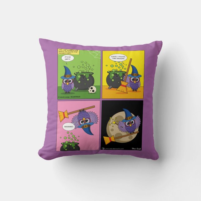 The Apprentice Wizard - Cleaning Comic Throw Pillow (Front)