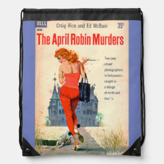 The April Robin Murders pulp novel cover Drawstring Bag