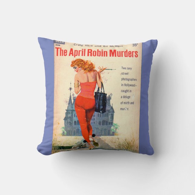 The April Robin Murders pulp novel cover Throw Pillow (Front)
