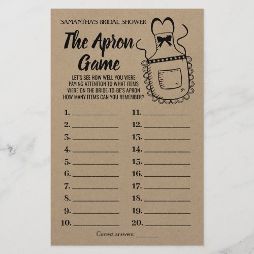 The Apron Game Bridal Shower Rustic Card Flyer