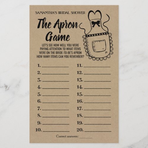 The Apron Game Bridal Shower Rustic Card Flyer