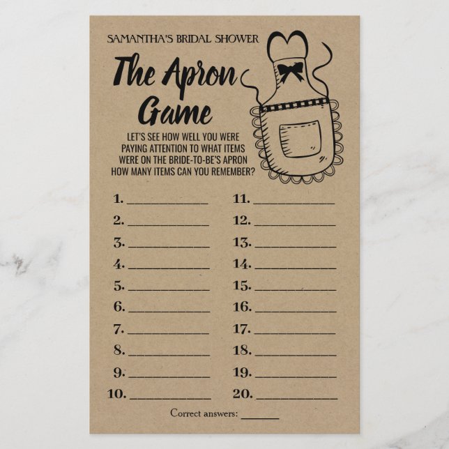 The Apron Game Bridal Shower Rustic Card Flyer (Front)