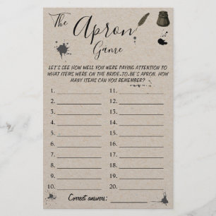 The Apron Game Pen & Inkwell Shower Game Card Flyer