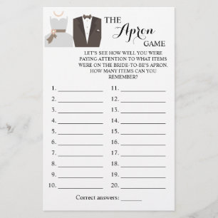 The Apron Shower Bride and Groom Game Card Flyer