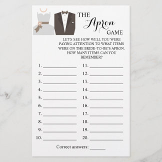 The Apron Shower Bride and Groom Game Card Flyer