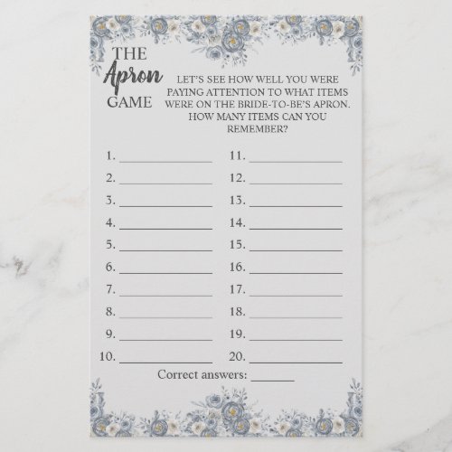 The Apron Shower Gray Floral Game Card Flyer