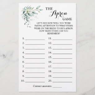 The Apron Shower Greenery Eucalyptus Game Card Flyer