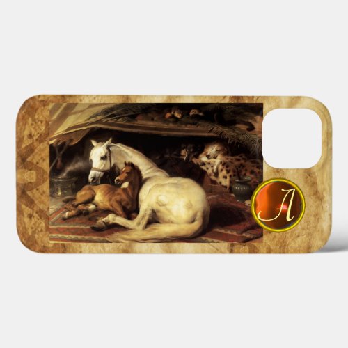 THE ARAB TENT WITH HORSE Orange Agate Gem Monogram iPhone 13 Case