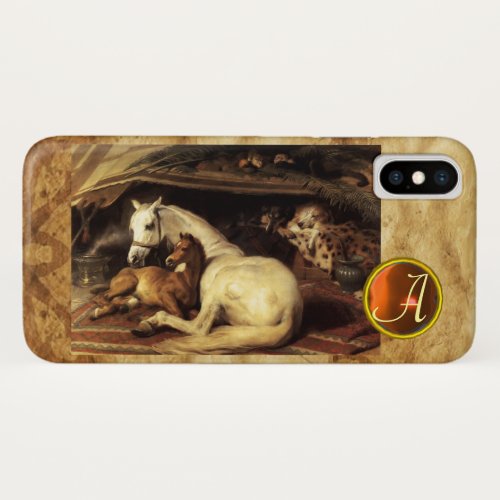 THE ARAB TENT WITH HORSE Orange Agate Gem Monogram iPhone X Case