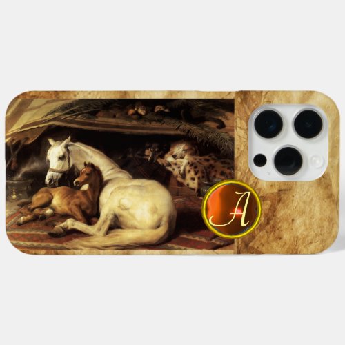 THE ARAB TENT WITH HORSE Orange Agate Gem Monogram iPhone 15 Pro Max Case