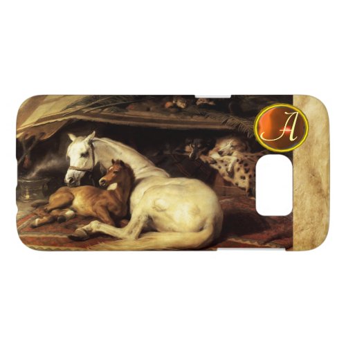 THE ARAB TENT WITH HORSE Orange Agate Gem Monogram Samsung Galaxy S7 Case