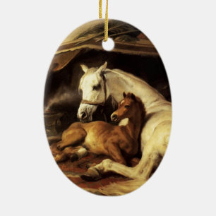 THE ARAB TENT WITH HORSES AND OTHER ANIMALS CERAMIC ORNAMENT