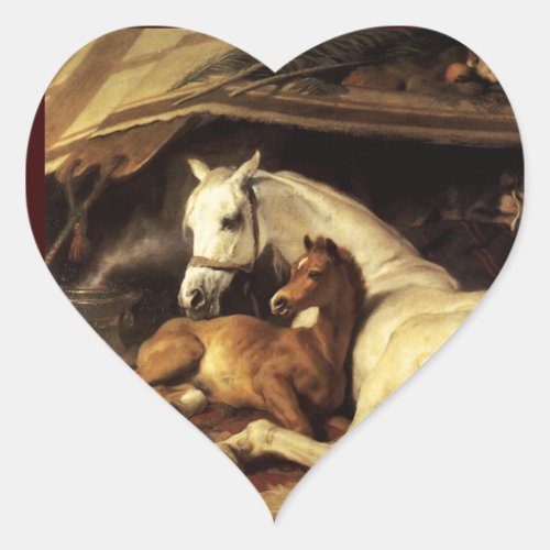 THE ARAB TENT WITH HORSES OTHER ANIMALS Detail Heart Sticker
