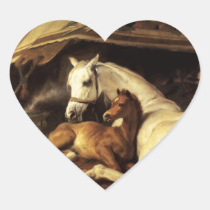 THE ARAB TENT WITH HORSES ,OTHER ANIMALS Detail Heart Sticker