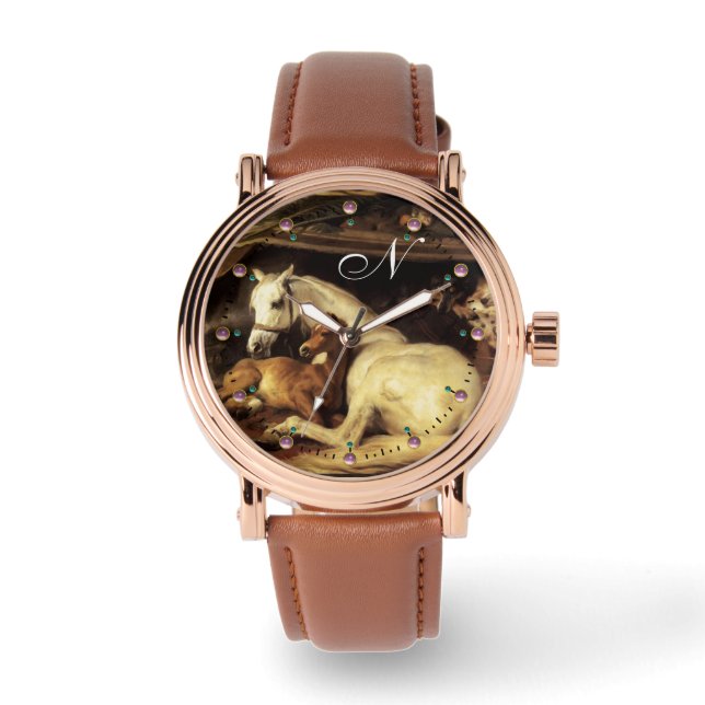 THE ARAB TENT WITH HORSES ,OTHER ANIMALS Monogram Watch (Front)