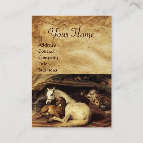 THE ARAB TENT WITH HORSES OTHER ANIMALS Parchment Business Card