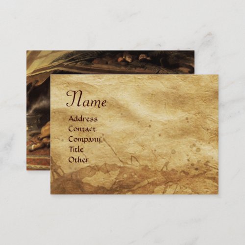 THE ARAB TENT WITH HORSES OTHER ANIMALS Parchment Business Card