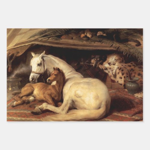 THE ARAB TENT WITH HORSES OTHER ANIMALS WRAPPING PAPER SHEETS