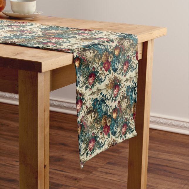 The Arcane Anarchy – Gothic Floral  Short Table Runner (In Situ)