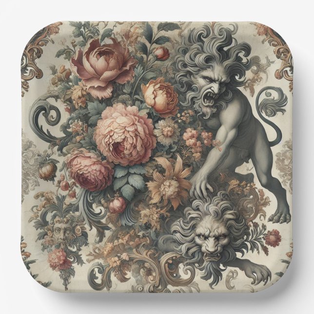 The Arcane Apex – Mythic Floral Paper Plates (Front)