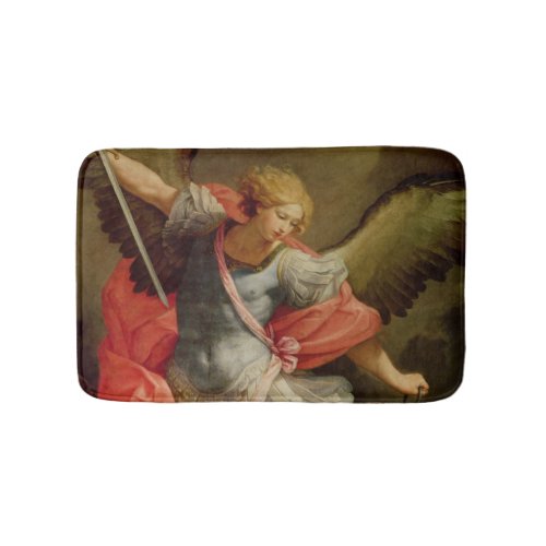 The Archangel Michael defeating Satan Bathroom Mat