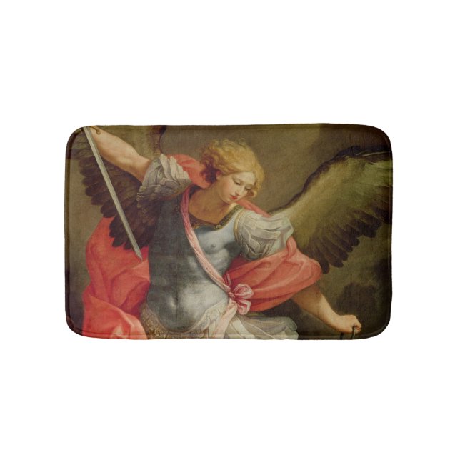 The Archangel Michael defeating Satan Bathroom Mat (Front)