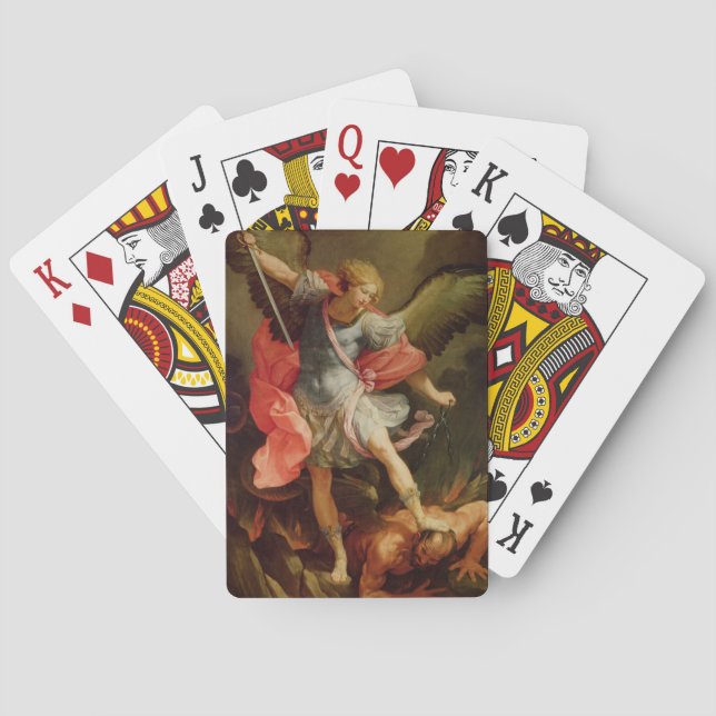 The Archangel Michael defeating Satan Poker Cards (Back)