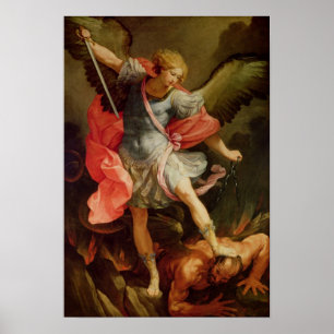 The Archangel Michael defeating Satan Poster
