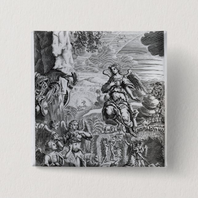 The archangel Uriel informs Gabriel Pinback Button (Front)