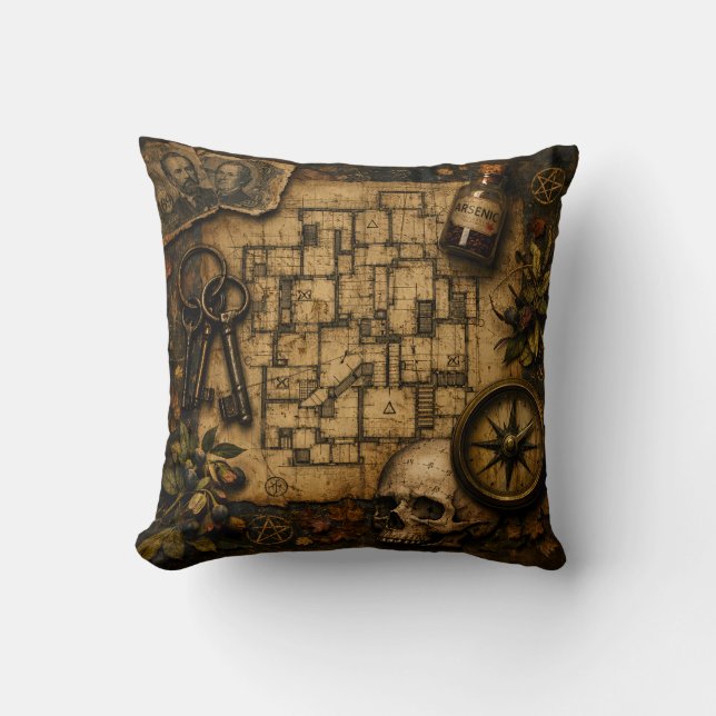 The Architect of Death: H.H. Holmes Murder Castle  Throw Pillow (Front)