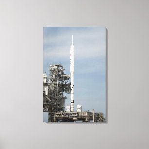 The Ares I-X rocket is seen on the launch pad 2 Canvas Print