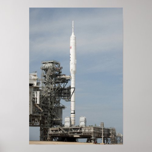 The Ares I_X rocket is seen on the launch pad 2 Poster