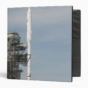 The Ares I-X rocket is seen on the launch pad Binder