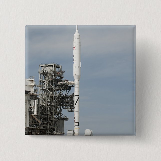 The Ares I-X rocket is seen on the launch pad Button (Front)