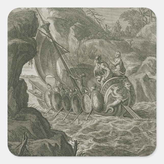 The Argonauts Pass the Symplegades (engraving) Square Sticker (Front)