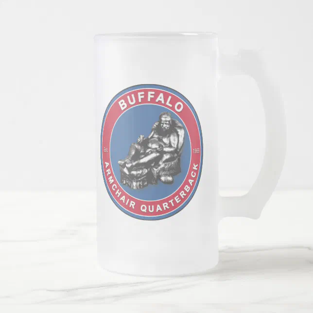 The Armchair Quarterback Buffalo Football Fans Frosted Glass Beer Mug