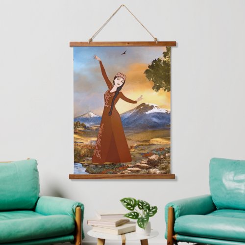 The Armenian Dancer Wood Topped Wall Tapestry