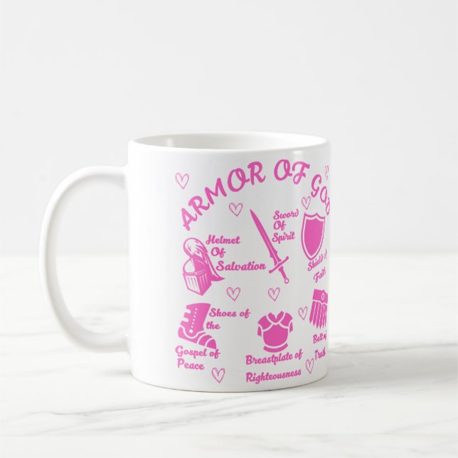 The Armor Of God White and Pink Mug (Left)